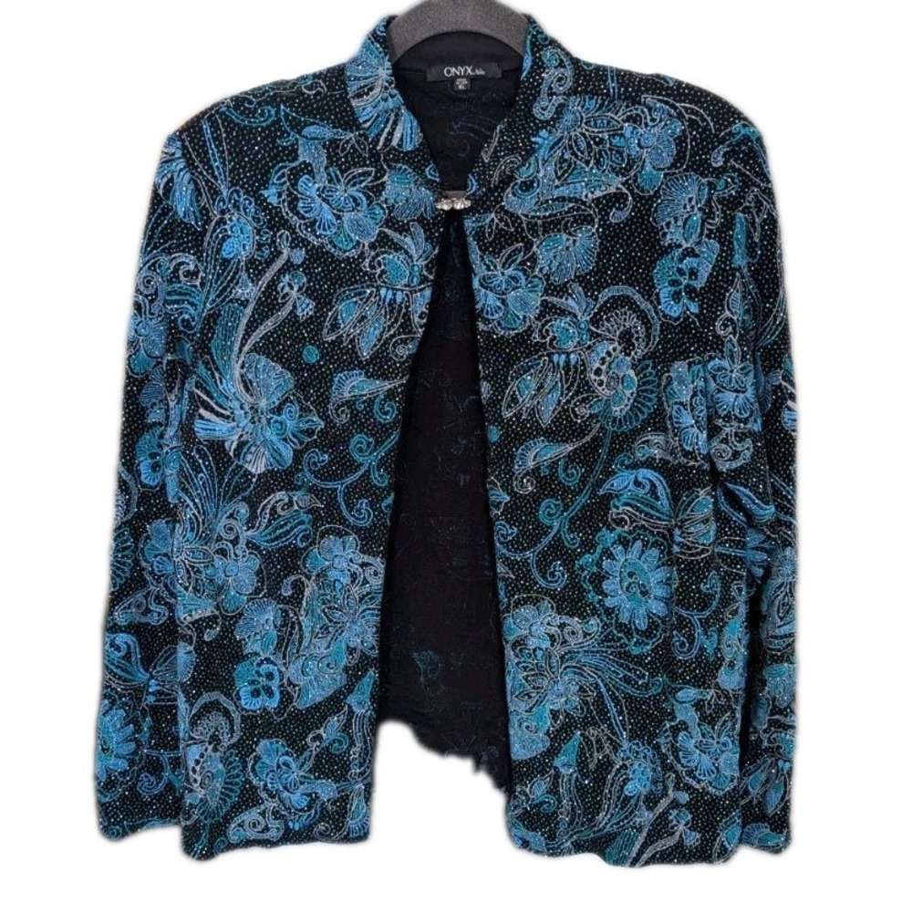 Onyx Nite XL Evening Jacket Only Beaded Sparkly Floral USA Formal Going Out